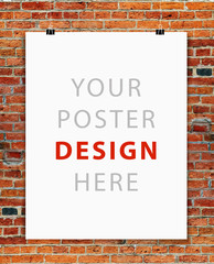 MOCK UP, white poster on a rope, WALL,