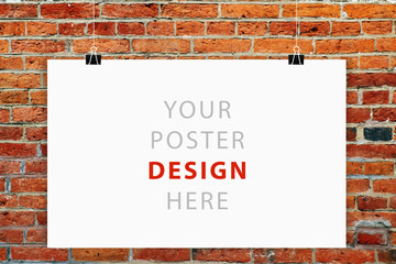 white poster on a rope, MOCK UP