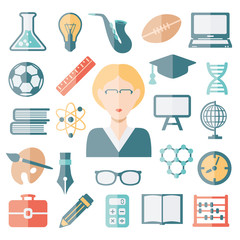 teacher flat icons