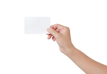 Woman hand holding a white notepaper
