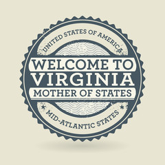 Grunge rubber stamp with text Welcome to Virginia, USA