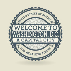 Grunge rubber stamp with text Welcome to Washington, D.C., USA