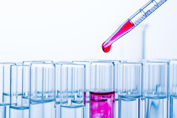 Laborgläser bei Versuch in Chemie Labor