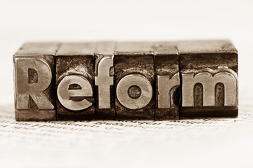 Reform in Bleibuchstaben geschrieben