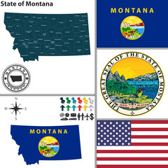 Map of state Montana, USA