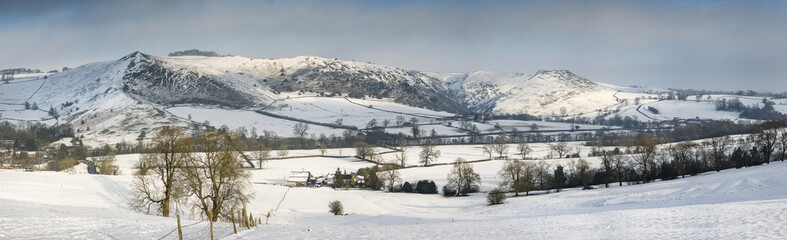 Beautiful panorama Winter landscape of snow covered countryside