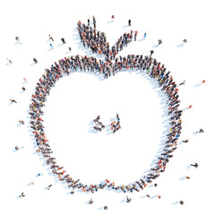 People in the form of an apple.