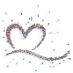 People in the form of hearts.