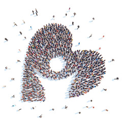 People in the form of hearts.