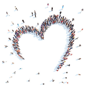 People in the form of hearts.