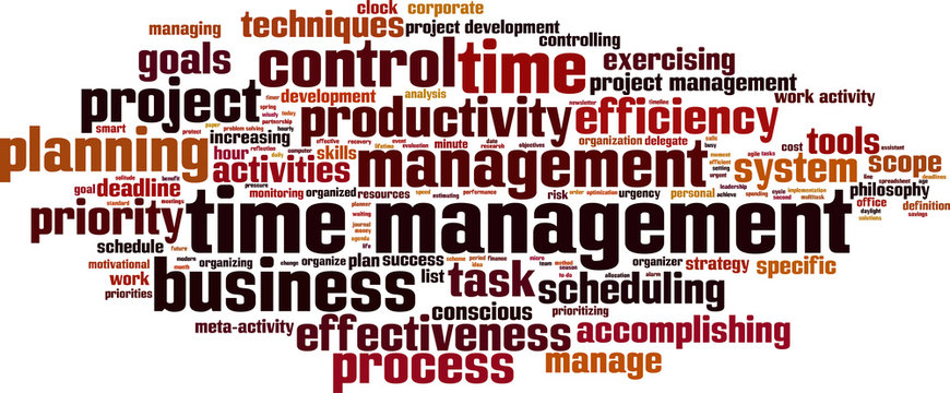 Time management word cloud concept. Vector illustration