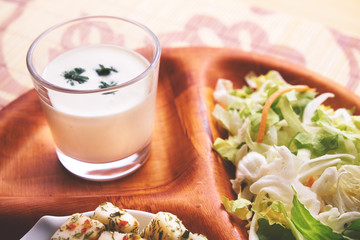 Healthy diet salad bowl with cheese