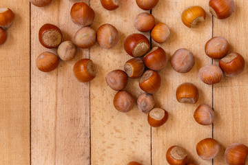 nuts on wooden boards