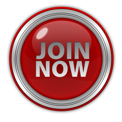 Join now circular icon on white background