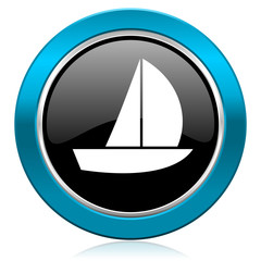 yacht glossy icon sail sign