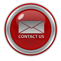 Contact us circular icon on white background