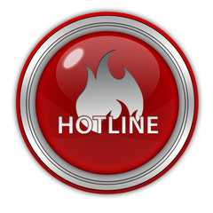 Hotline circular icon on white background