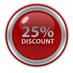 Discount 25 circular icon on white background