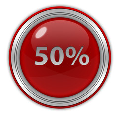 Fivety percent circular icon on white background