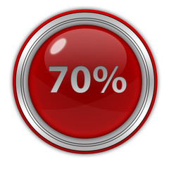 Seventy percent circular icon on white background