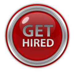 Get hired circular icon on white background