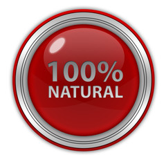 100% natural circular icon on white background