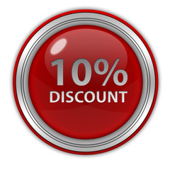 Discount ten percent circular icon on white background