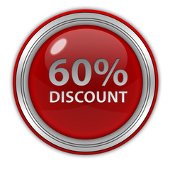Discount sixty percent circular icon on white background