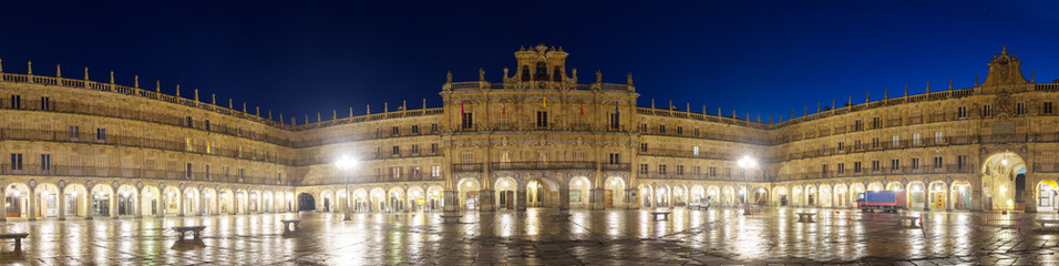 Evening panarama of Plaza Mayor. Salamanca