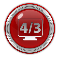 4/3 movie circular icon on white background