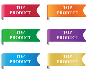 Top product, flag, tag, label, badge, sign