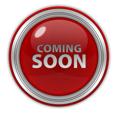 Coming soon circular icon on white background