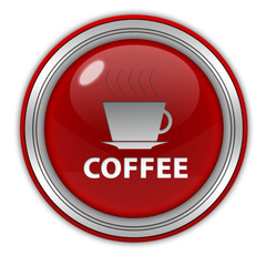 Coffee circular icon on white background