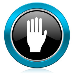 stop glossy icon hand sign