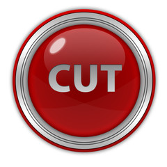Cut circular icon on white background