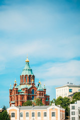 Uspenski Cathedral, Helsinki At Summer Sunny Day. Red Church In