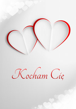 Kartka walentynkowa z napisem 'Kocham Cię'