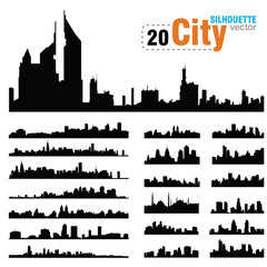 Vector silhouettes of the worlds city skylines