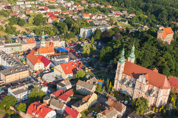Naklejka premium aerial view of Otmuchow town in Poland
