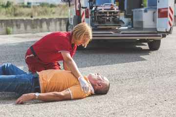 Rescue Team Providing First Aid