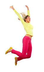 Happy running young woman