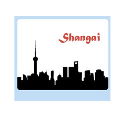 Shanghai, China Skyline Silhouette Black design, vector illustra