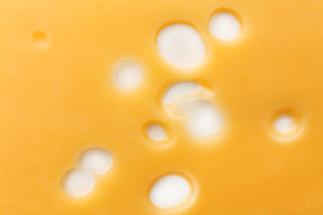 Sliced cheese, macro view