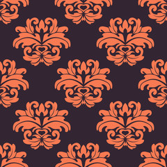 Purple and peach floral seamless pattern