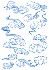 Sky clouds in retro style