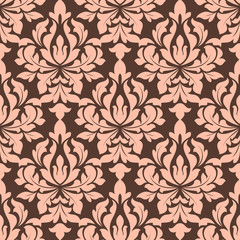 Beige and brown seamless floral pattern