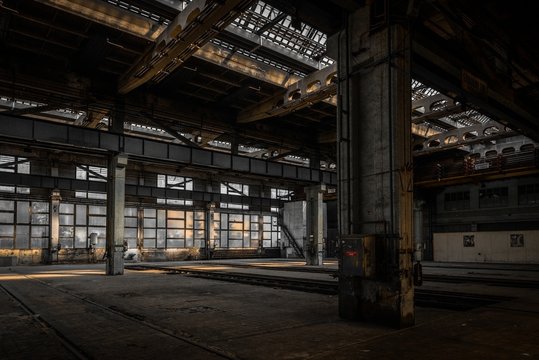 Large industrial hall of a repair station - Powered by Adobe