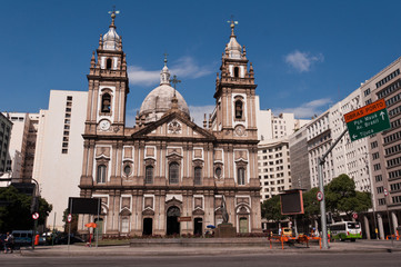 Fototapeta na wymiar Candelaria Church Facade in Rio de Janeiro