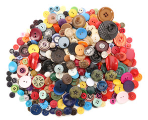 Various of colorful sewing buttons isolated on white