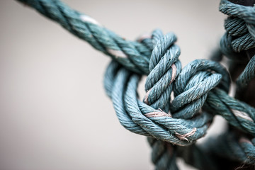 soft focus of tied vintage rope